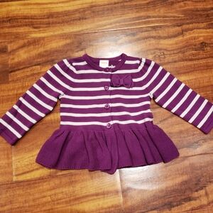 Gymboree NWT 12-18 months purple and white striped peplum sweater cardigan